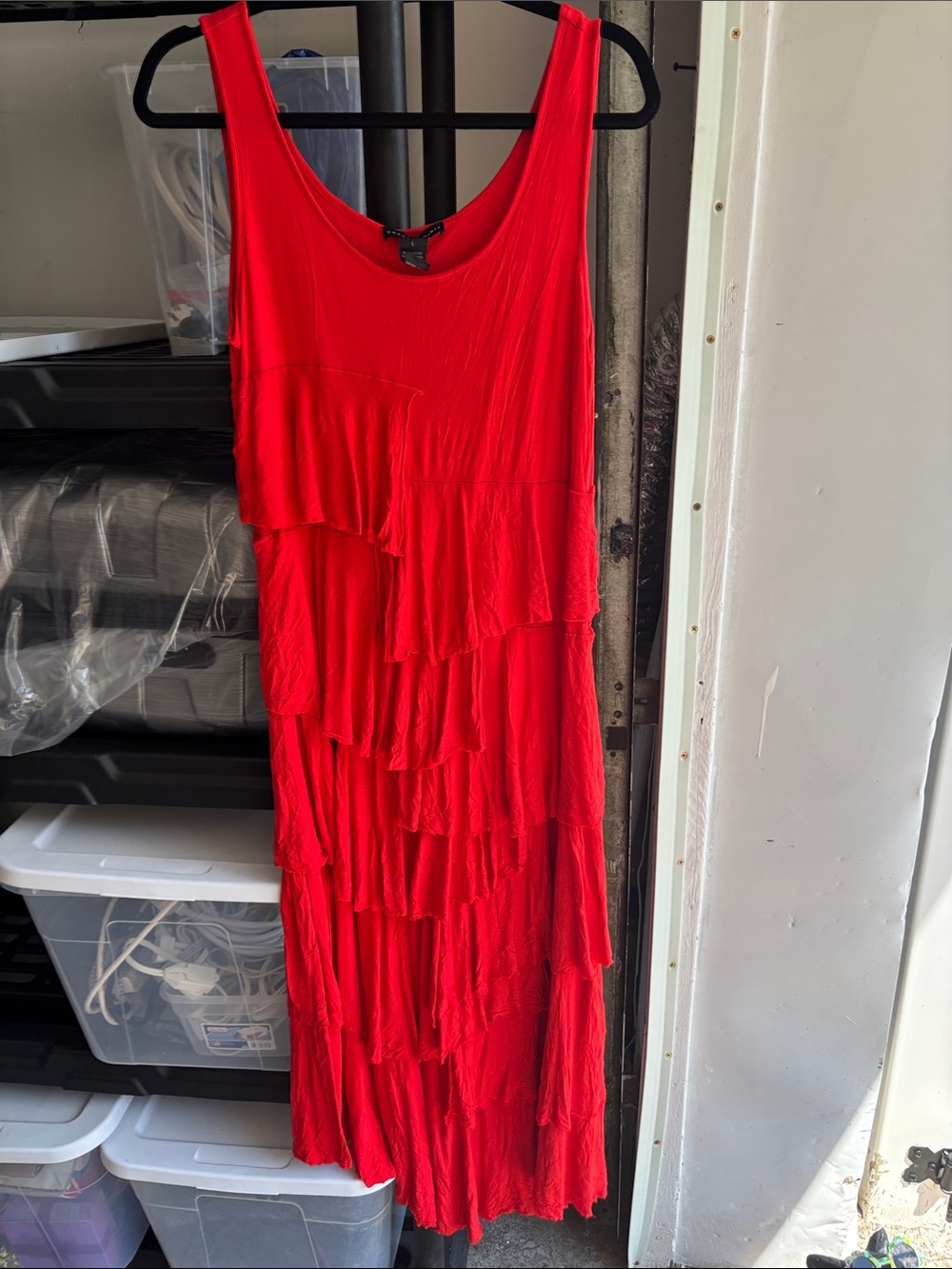 Grace Elements Red Tiered Ruffle Maxi Dress